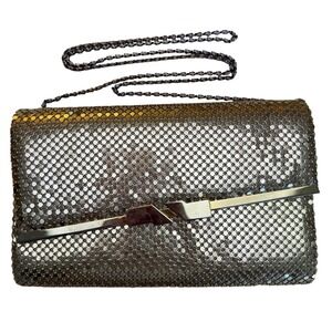 Vintage‎ Purse 1960's Shoulder Strap Gold Chain link Pockets Zip Magnetic Snap